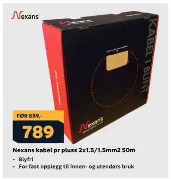 Megaflis Nexans kabel pr pluss 2x1,5/1,5mm2 50m tilbud