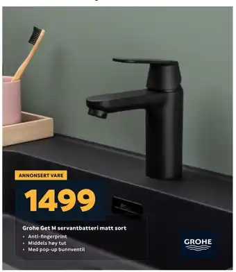 Megaflis Grohe get m servantbatteri matt sort tilbud