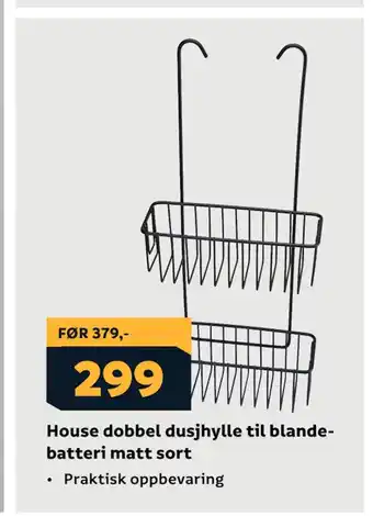 Megaflis House dobbel dusjhylle til blande batteri matt sort tilbud