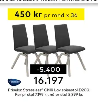 Skeidar Stressless chilli lav spisestol tilbud