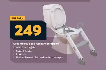 Megaflis Dreambaby step-up barnetrapp til toalett hvit/grå tilbud