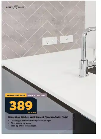 Megaflis Berryalloc kitchen wall sement fiskeben satin finish tilbud