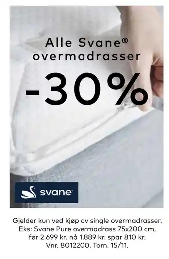 Skeidar Alle svane overmadrasser tilbud