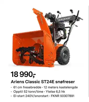 Felleskjøpet Ariens classic st24e snøfreser tilbud