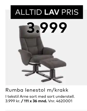 Skeidar Rumba lenestol m/krakk tilbud