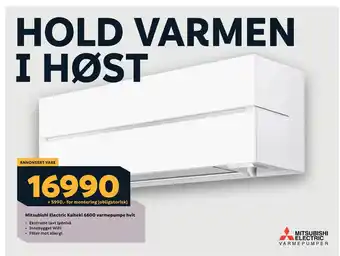 Megaflis Mitsubishi electric kaiteki 6600 varmepumpe hvit tilbud