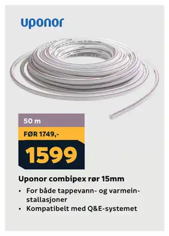 Megaflis Uponor combipex rør 15mm tilbud
