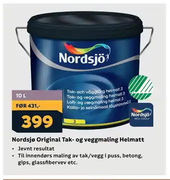Megaflis Nordsjø original tak- og veggmaling helmatt tilbud