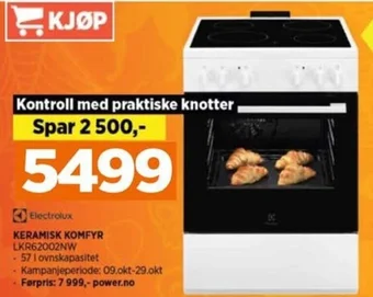 POWER Electrolux KERAMISK KOMFYR LKR62002NW tilbud