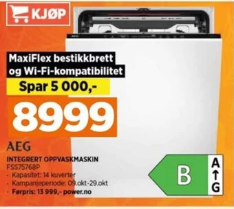 POWER AEG INTEGRERT OPPVASKMASKIN FSS75768P tilbud
