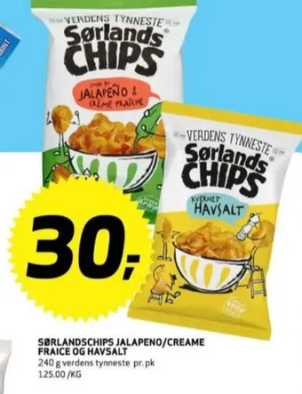 Bunnpris Sørlandschips chips tilbud