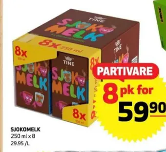 Bunnpris Tine sjokolademelk tilbud