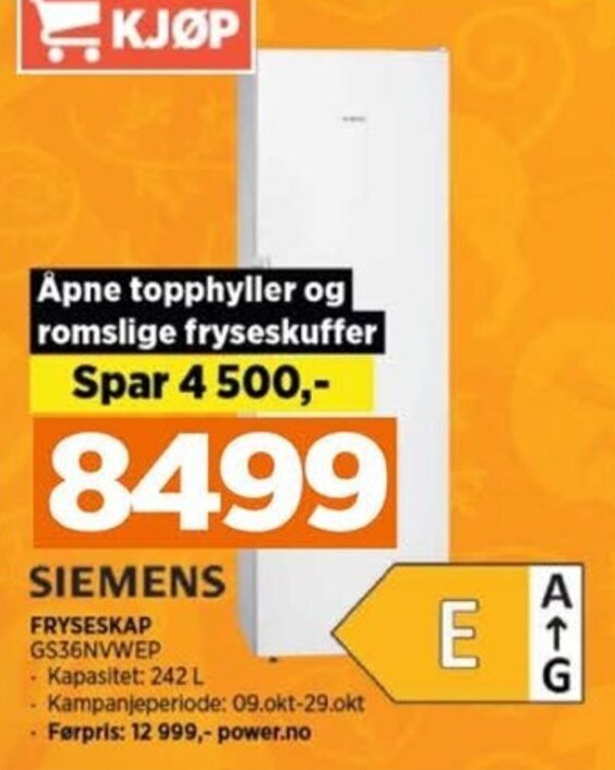 POWER SIEMENS FRYSESKAP GS36NVWEP tilbud