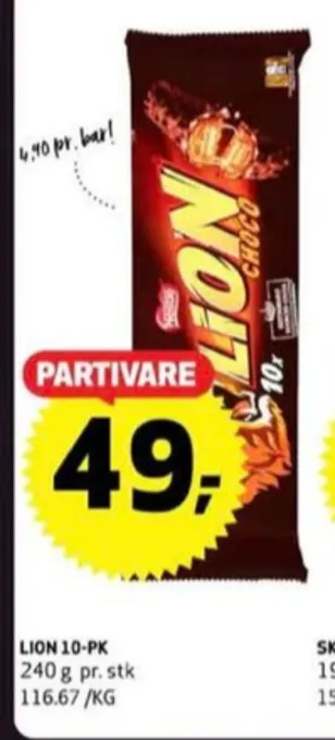 Bunnpris Lion sjokoladebar tilbud