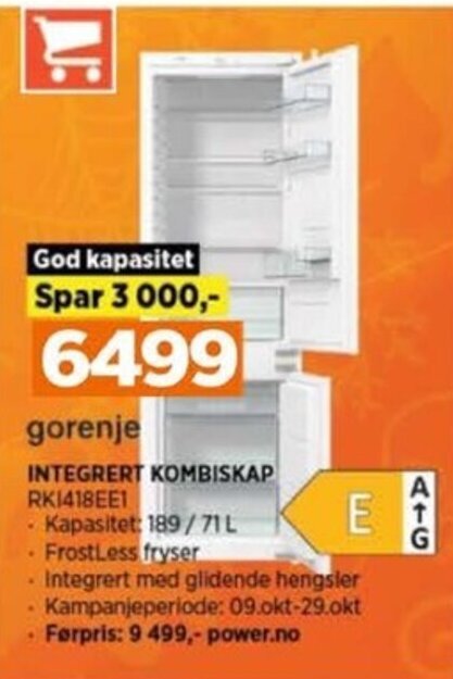 POWER INTEGRERT KOMBISKAP RKI418EE1 tilbud
