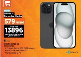 POWER IPHONE 15 128 GB IP15128GBLK tilbud