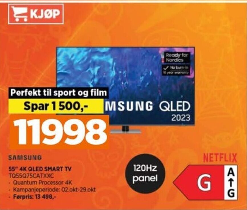 POWER 55" 4K QLED SMART TV TQ55Q75CATXXC tilbud
