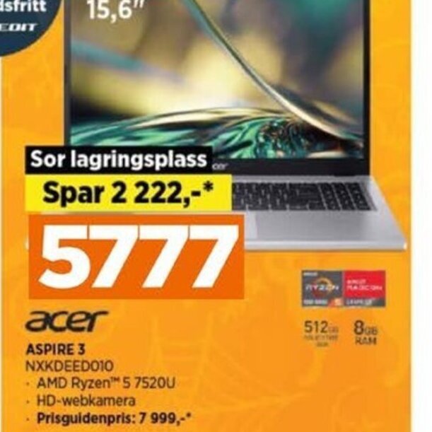 POWER acer ASPIRE 3 NXKDEED010 tilbud