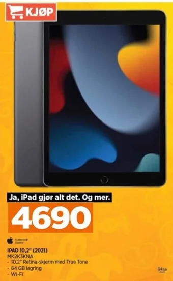 POWER IPAD 10,2" (2021) MK2K3KNA tilbud