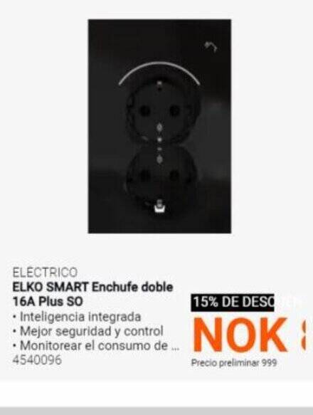 Elektroimportøren ELKO SMART Enchufe doble 16A Plus SO tilbud