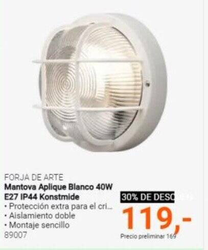 Elektroimportøren Mantova Aplique Blanco 40W E27 IP44 Konstmide tilbud