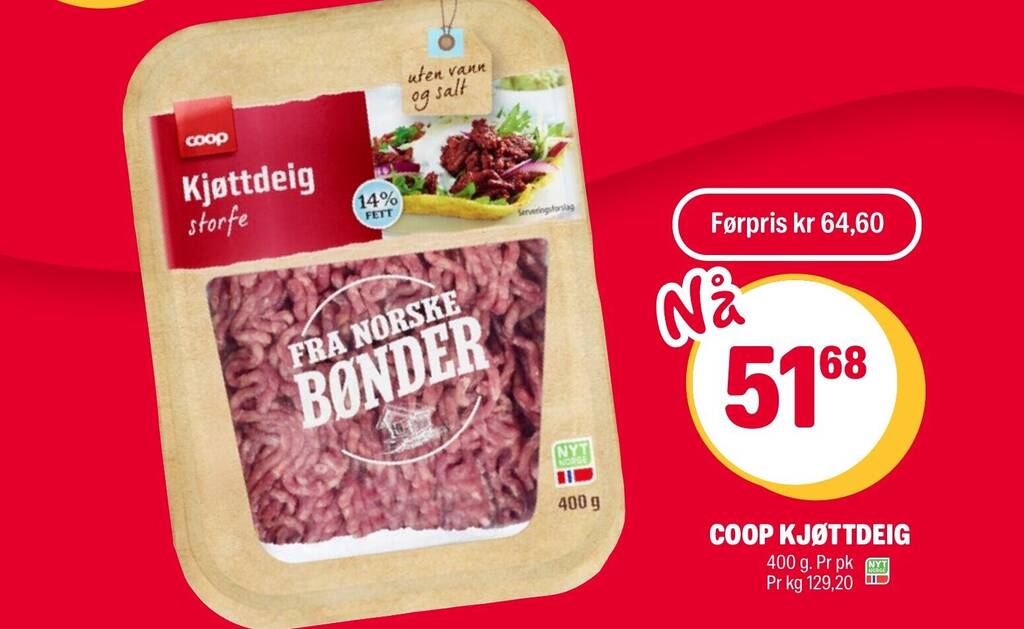 Coop Extra COOP KJØTTDEIG tilbud