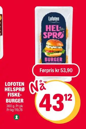 Coop Extra Lofoten helsprø fiskeburger tilbud