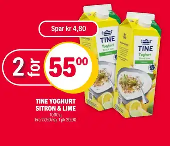Coop Extra Tine yoghurt sitron & lime tilbud