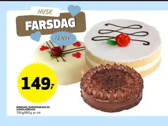 Bunnpris Rom kake, marsipankake og sjokoladekake tilbud