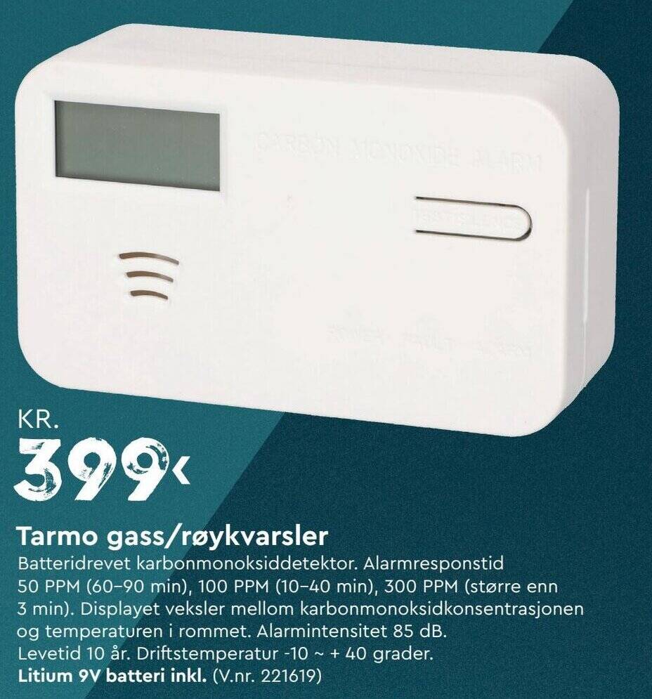 Mekk Tarmo gass/røykvarsler tilbud