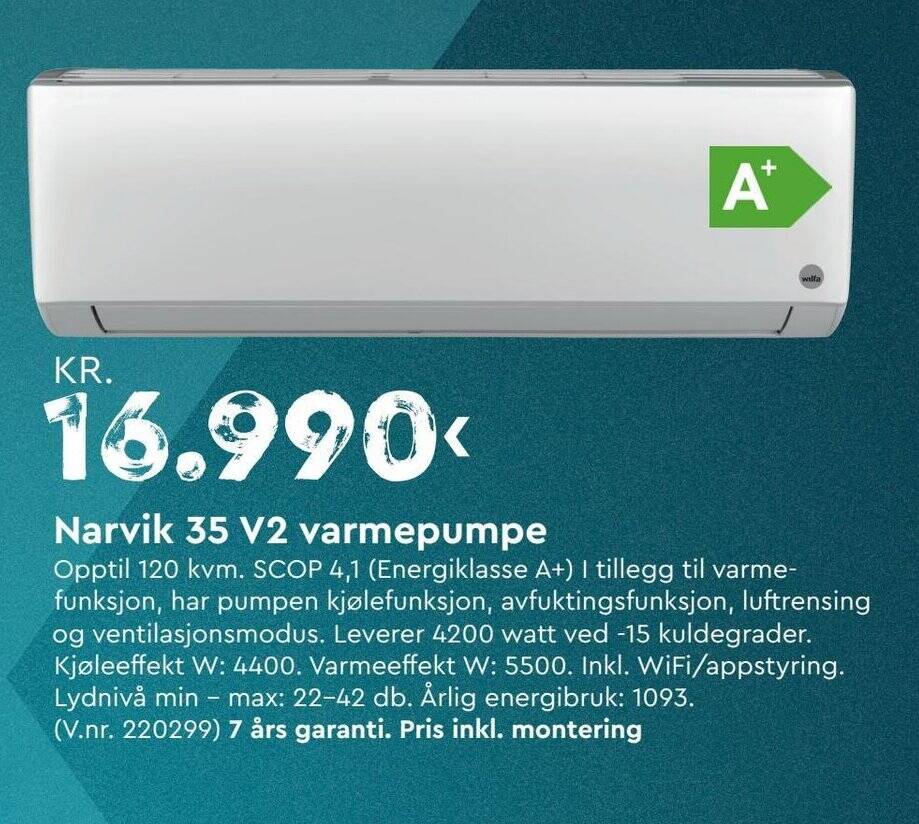 Mekk Narvik 35 V2 varmepumpe tilbud