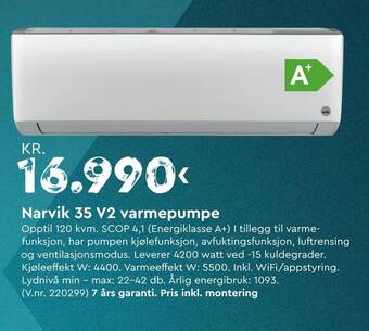 Mekk Narvik 35 V2 varmepumpe tilbud