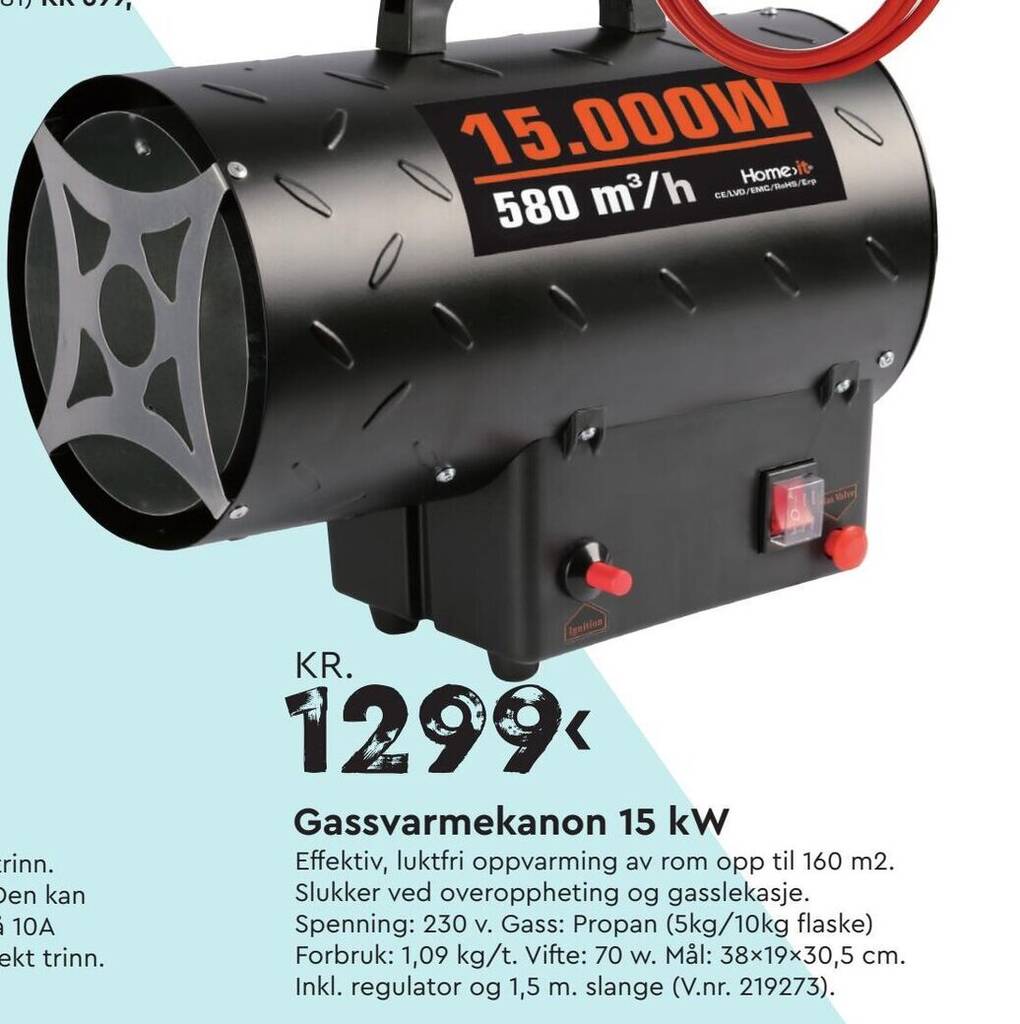 Mekk Gassvarmekanon 15 kW tilbud