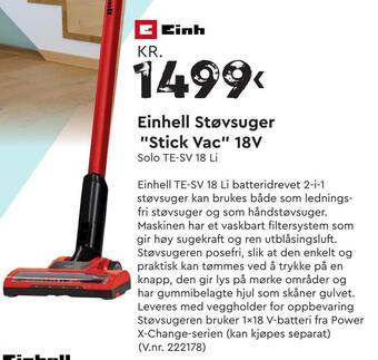 Mekk Einhell Støvsuger "Stick Vac" 18V tilbud