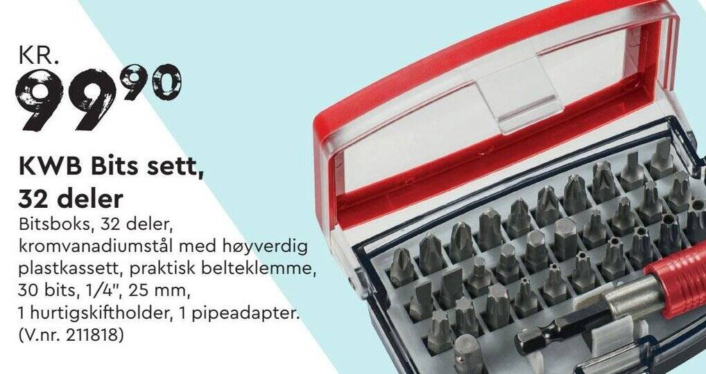 Mekk KWB Bits sett, 32 deler tilbud