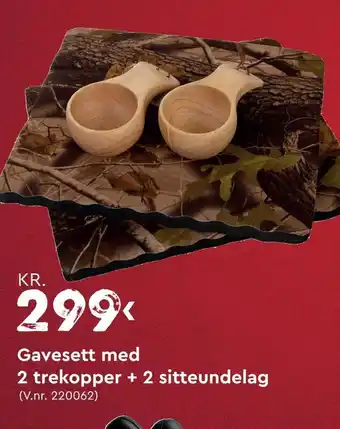 Mekk Gavesett med 2 trekopper + 2 sitteundelag tilbud