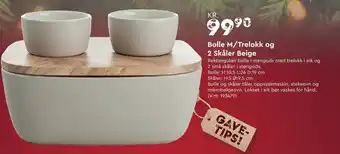 Mekk Bolle M/Trelokk og 2 Skåler Beige tilbud