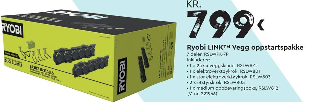 Mekk Ryobi LINKTM Vegg oppstartspakke tilbud