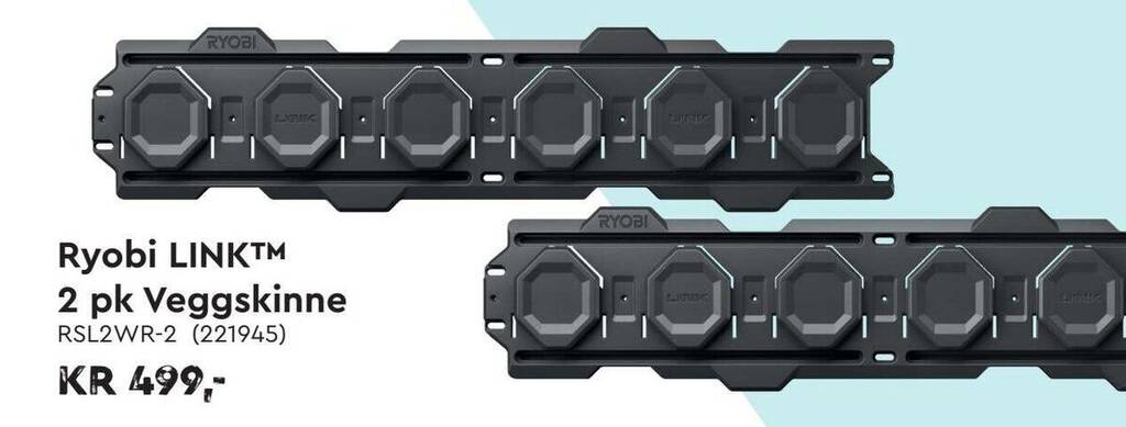 Mekk Ryobi LINKTM 2 pk Veggskinne tilbud