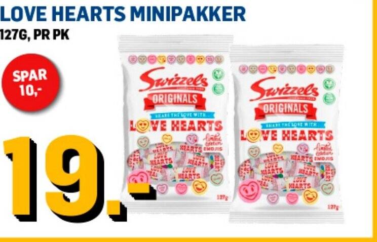 Price Lagerbutikk LOVE HEARTS MINIPAKKER 127G tilbud