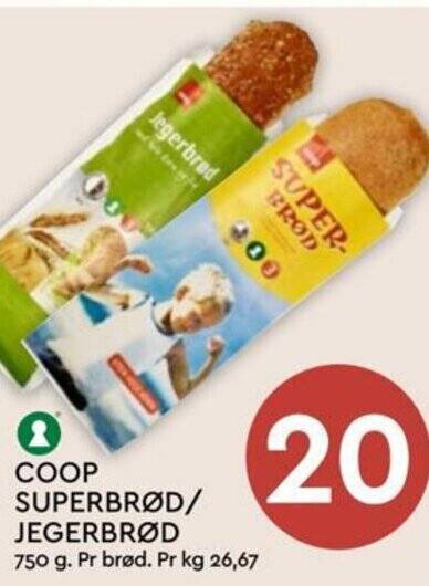 Coop Mega COOP SUPERBRØD/ JEGERBRØD tilbud