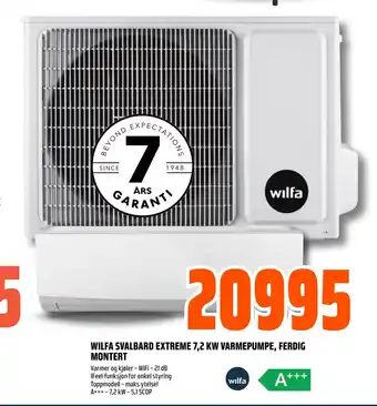 Coop Obs Wilfa svalbard extreme 7,2 kw varmepumpe, ferdig montert tilbud