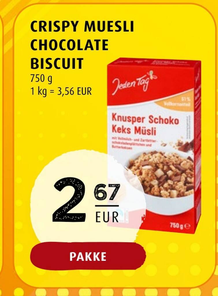 Scandinavian Park Crispy muesli chocolate biscuit tilbud