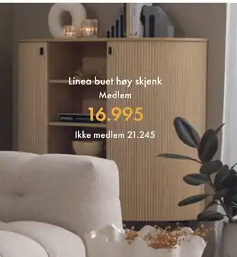 Fagmøbler Linea buet høy skjenk tilbud