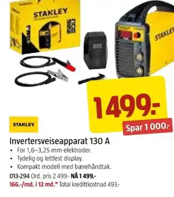 Jula STANLEY Invertersveiseapparat 130 A tilbud
