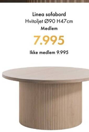 Fagmøbler Linea sofabord Hvitoljet Ø90 H47cm Medlem tilbud