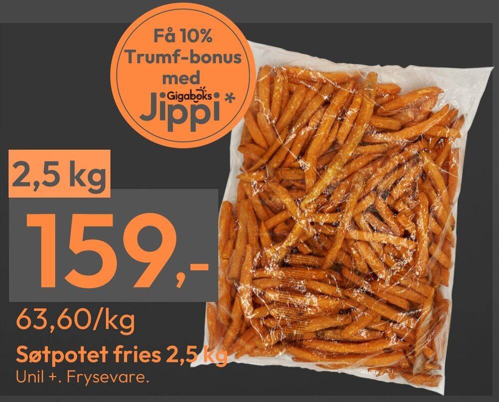 Gigaboks Søtpotet fries 2,5 kg tilbud