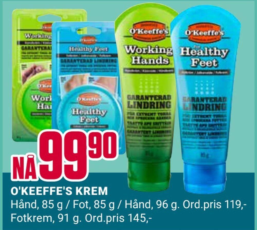 Europris O'keeffe's krem tilbud