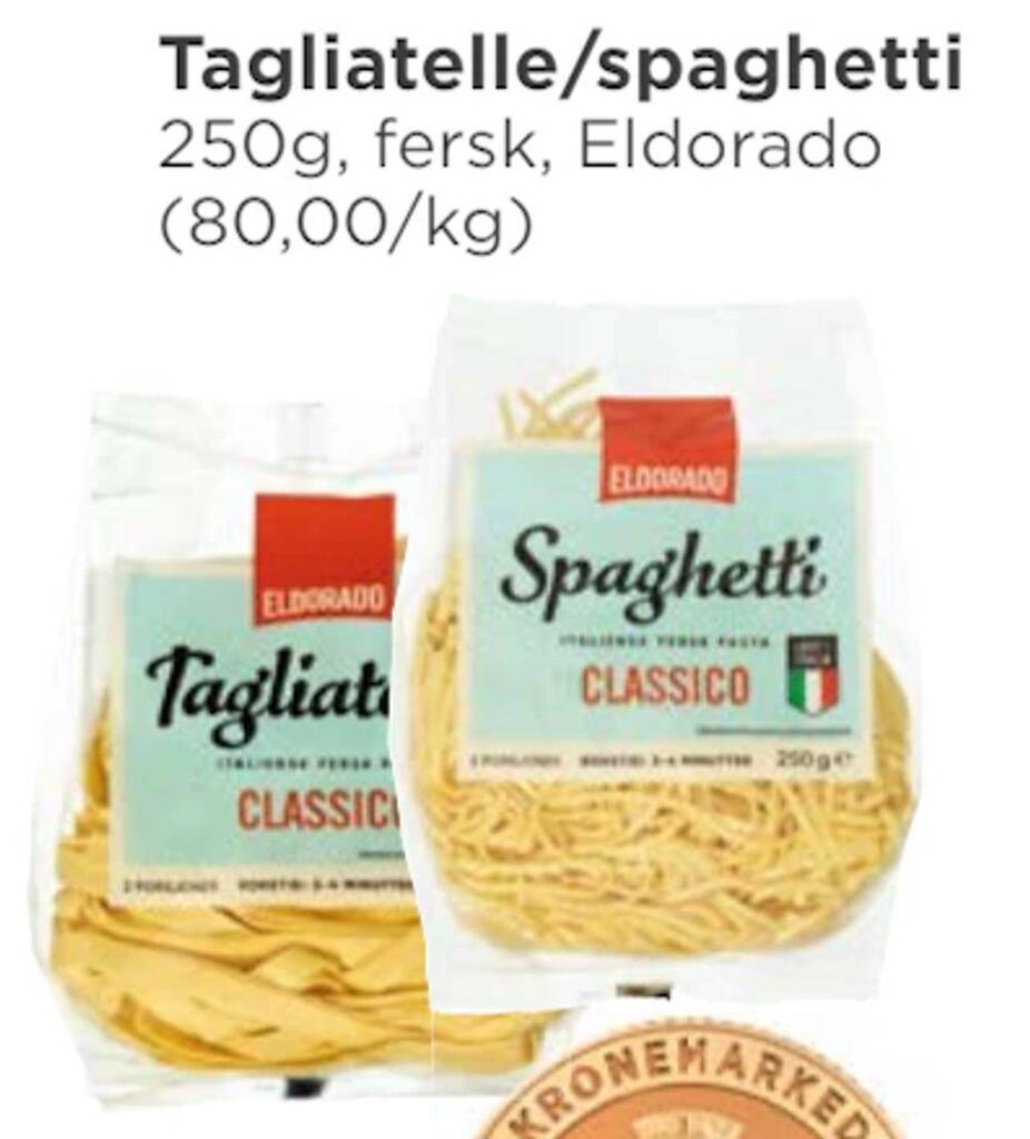 Meny Tagliatelle/spaghetti tilbud