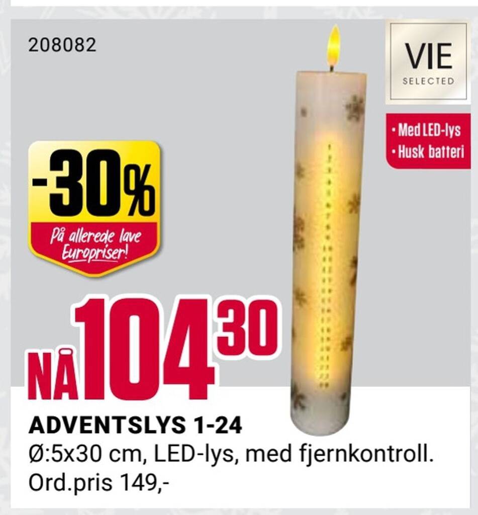 Europris Adventslys 1-24 tilbud